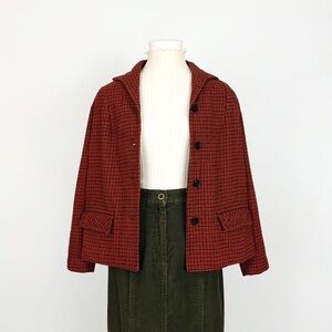 Vintage 80’s Pendleton Pure Wool Houndstooth Plaid Jacket in Orange | Size M/L